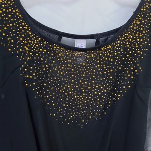 ALYA Black Ruffled Peplum Blouse Sz M